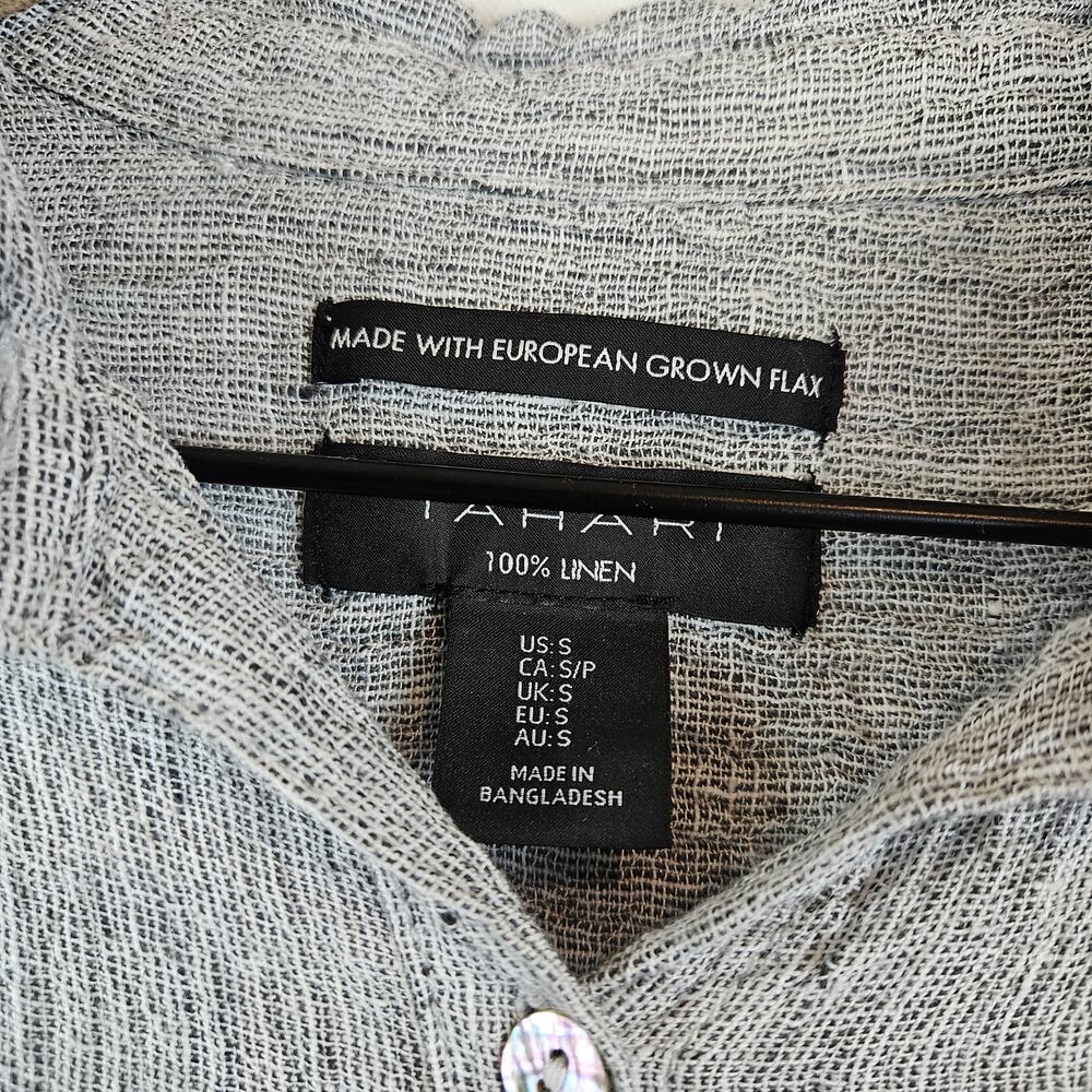Tahari linen woven boxy button down top, size women's small - Picture 3 of 5